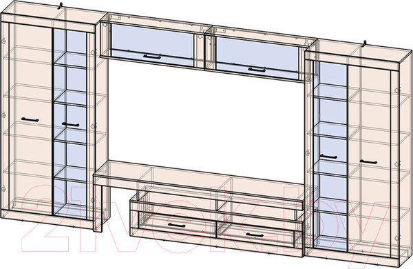 Изображение товара Горка Интерлиния Loft-10 Гостиная-6 (дуб золотой/антрацит)