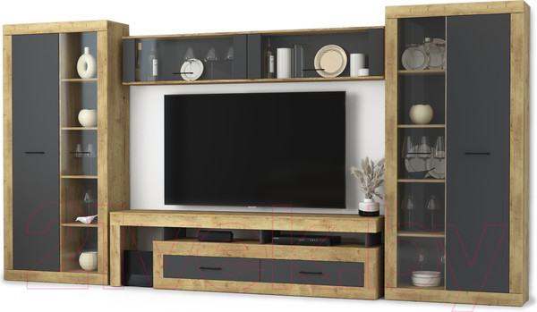 Изображение товара Горка Интерлиния Loft-10 Гостиная-6 (дуб золотой/антрацит)