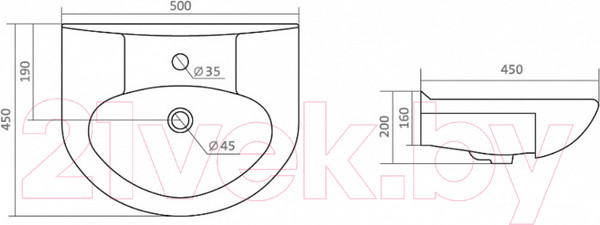 Изображение товара Тумба с умывальником Onika Канны 50.11 105003 + Канны 1WH110243