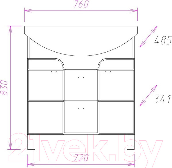 Изображение товара Тумба с умывальником Onika Стиль 75.13 107512 + Стиль 75