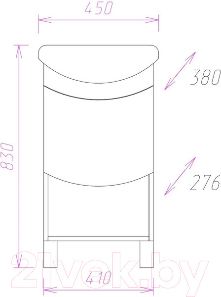 Изображение товара Тумба с умывальником Onika Селена 45.01 + Азов (104505 + 1WH112449)