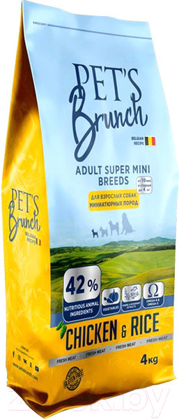 Изображение товара Сухой корм для собак Pet's Brunch Adult Super Mini Breeds с курицей (4кг)