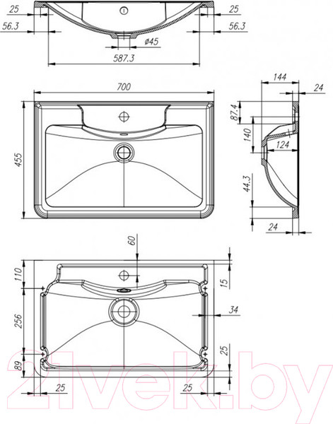 Изображение товара Умывальник BelBagno BB700/455-LV-MR-ALR