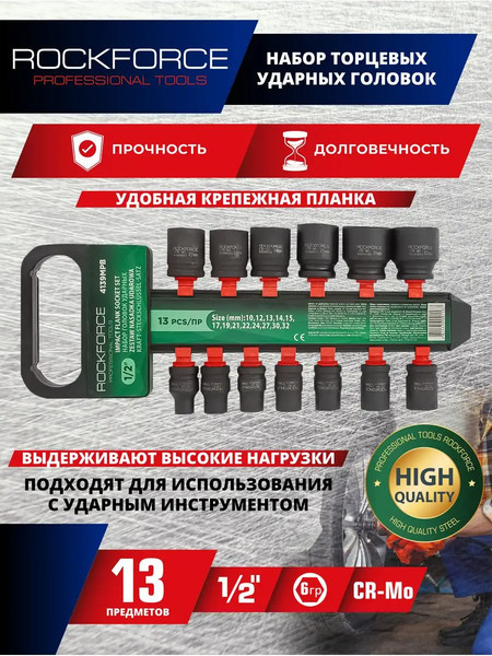 Изображение товара Набор головок слесарных RockForce RF-4139MPB (50486)