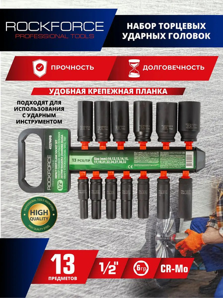 Изображение товара Набор головок слесарных RockForce RF-4137MPB (50485)