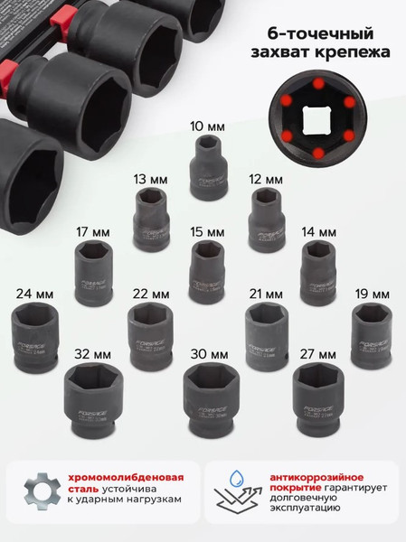Изображение товара Набор головок слесарных Forsage F-4139MPB (50481)