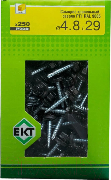 Изображение товара Саморез ЕКТ Кровельный PT1 4.8х29 / BW000080 (250шт, RAL 9005)