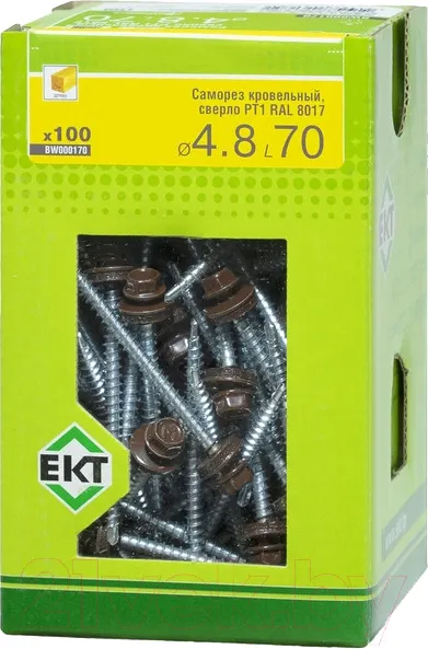 Изображение товара Саморез ЕКТ Кровельный PT1 4.8х70 / BW000170 (100шт, RAL 8017)