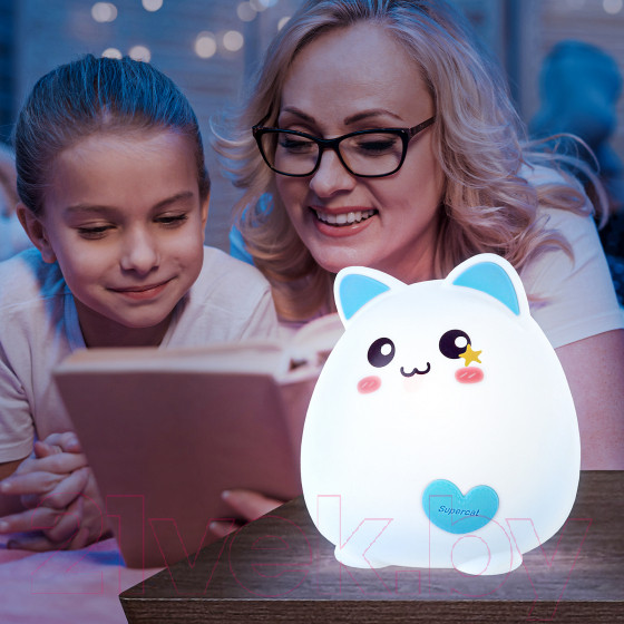 Изображение товара Ночник ЭРА Кот NLED-414-2W-BU / Б0041093