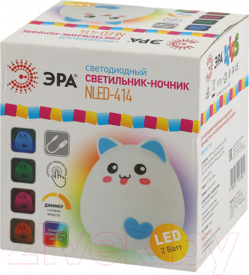 Изображение товара Ночник ЭРА Кот NLED-414-2W-BU / Б0041093