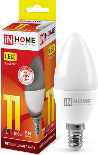 Изображение товара Лампа INhome LED-Свеча-VC 11Вт 230В Е14 3000К 1050Лм / 4690612020464