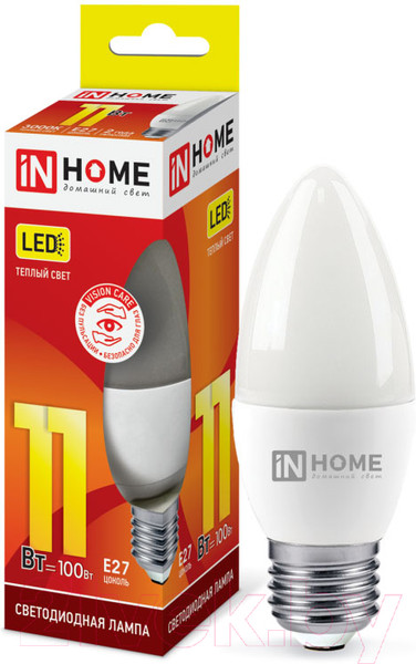 Изображение товара Лампа INhome LED-Свеча-VC 11Вт 230В Е27 3000К 1050Лм / 4690612020488
