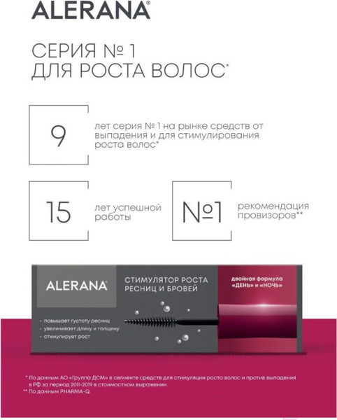 Изображение товара Гель для ресниц Alerana Стимулятор для ресниц и бровей (2x6мл)