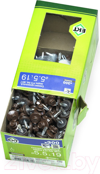 Изображение товара Саморез ЕКТ Кровельный с резиновой прокладкой 5.5х19 сверло PT3 / BW000086 (300шт, RAL 8017)