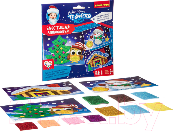 Изображение товара Набор для творчества Bondibon Блестящая аппликация. Новогодние картинки / ВВ3014