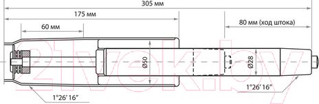 Изображение товара Газовый лифт мебельный Brabix A-80 305 d50 / 532000 (черный)