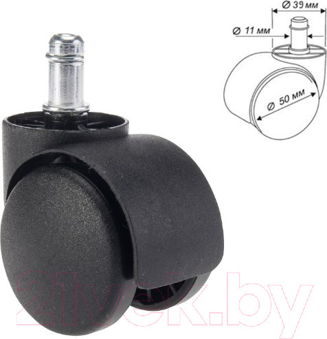 Изображение товара Комплект колес мебельных Brabix Для кресла d11 / 532008 (5шт, пластик черный)