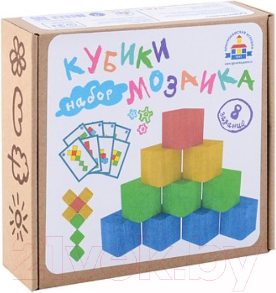 Изображение товара Развивающий игровой набор Краснокамская игрушка Мозаика. Кубики с карточками / Н-85