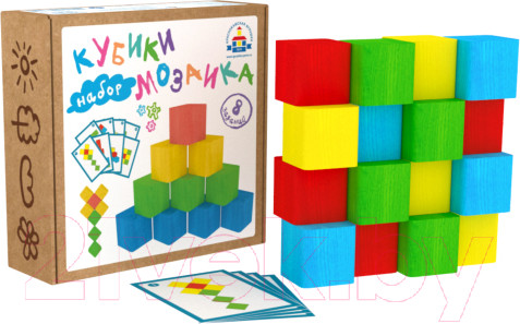Изображение товара Развивающий игровой набор Краснокамская игрушка Мозаика. Кубики с карточками / Н-85