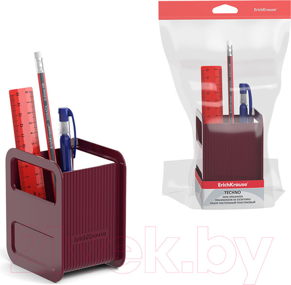Изображение товара Настольный набор Erich Krause Techno. Marsala / 55748 (рубиновый)
