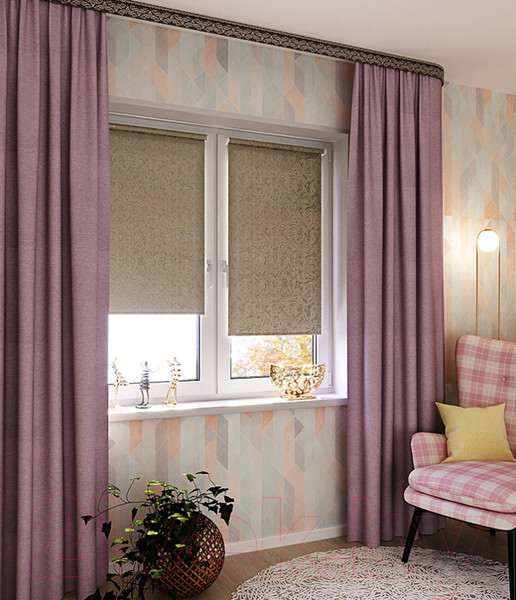 Изображение товара Рулонная штора LEGRAND Фрост 140x175 / 58 087 279 (бежево-серый)