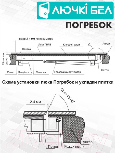 Изображение товара Люк напольный ЛючкиБел Погребок (80x100)