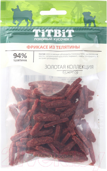 Изображение товара Лакомство для собак TiTBiT Золотая коллекция. Фрикасе из телятины / 18552 (70г)