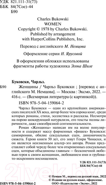 Изображение товара Книга Эксмо Женщины (Буковски Ч.)