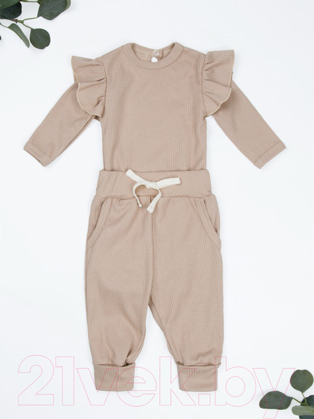 Изображение товара Комплект одежды для малышей Amarobaby Fashion / AB-OD21-FS2/03-56 (бежевый, р. 56)