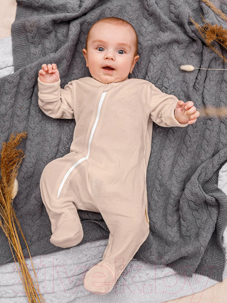 Изображение товара Комбинезон для малышей Amarobaby Fashion / AB-OD21-FS3/03-74 (бежевый, р. 74)