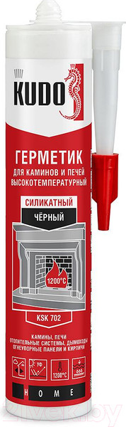 Изображение товара Герметик силикатный Kudo KSK-702 Для каминов и печей 1200С (280мл, черный)
