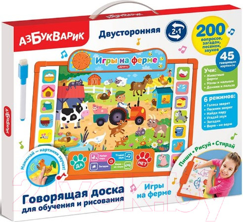 Изображение товара Развивающая игрушка Азбукварик Говорящая доска. Игры на ферме / AZ-3025