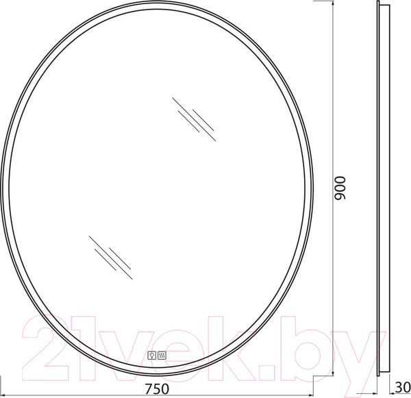Изображение товара Зеркало BelBagno SPC-VST-750-900-LED-TCH-WARM