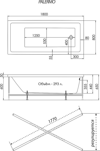 Изображение товара Ванна акриловая Triton Палермо 180x80