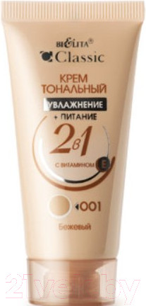 Изображение товара Тональный крем Belita Classic Увлажнение+Питание 2в1 тон 001 бежевый (30мл)