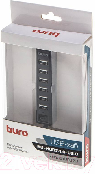 Изображение товара USB-хаб Buro BU-HUB7-1.0-U2.0 (черный)