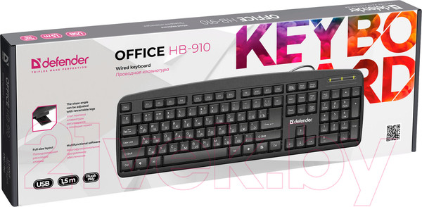 Изображение товара Клавиатура Defender Office HB-910 RU / 45910 (черный)