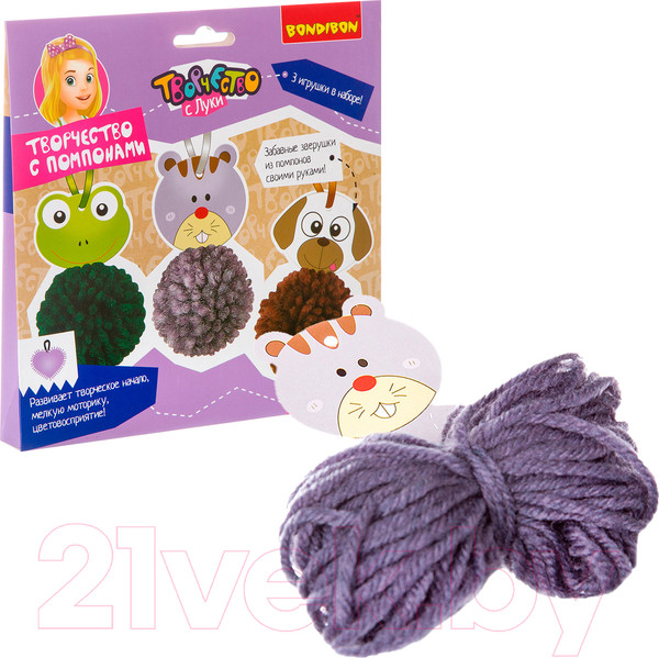 Изображение товара Набор для творчества Bondibon Творчество с помпонами. Забавные зверушки! / ВВ2689
