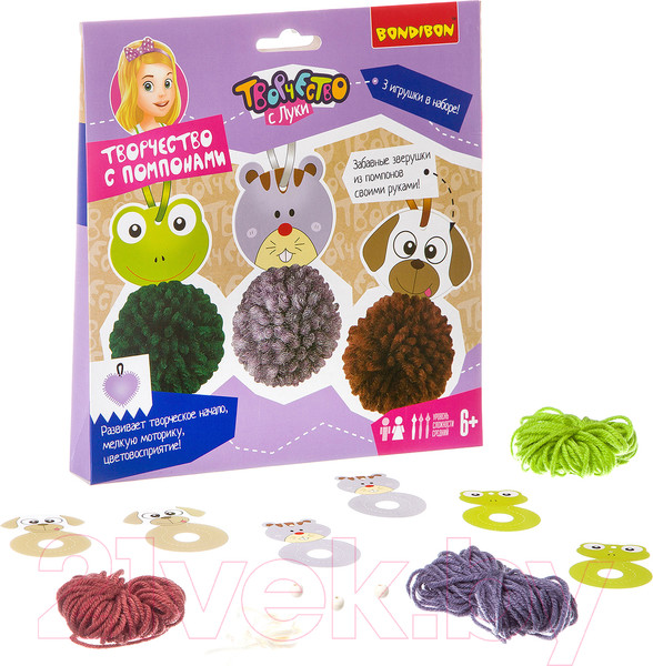 Изображение товара Набор для творчества Bondibon Творчество с помпонами. Забавные зверушки! / ВВ2689