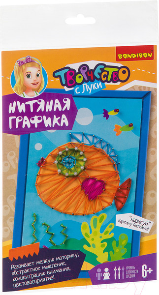 Изображение товара Набор для творчества «изонить» Bondibon Нитяная графика. Рыбка / ВВ3111