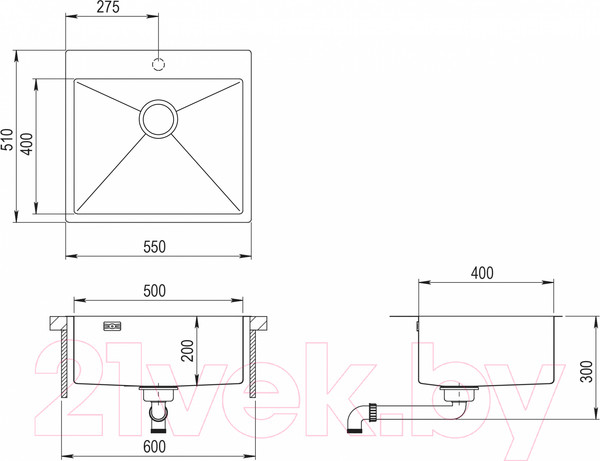 Изображение товара Мойка кухонная Aquasanita Steel Aira AIR100N-T (графит)