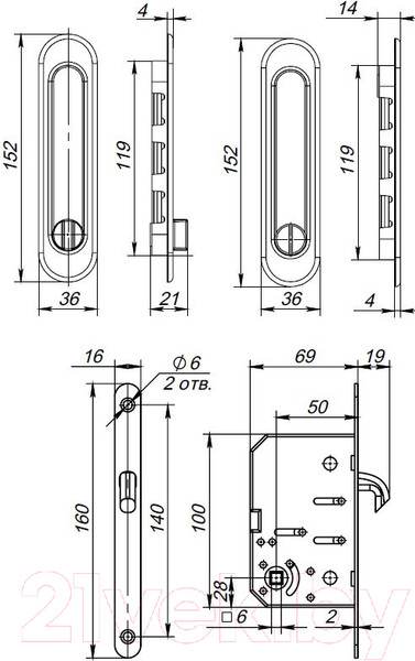 Изображение товара Ручка дверная Vantage SDL-05 AB (бронза)