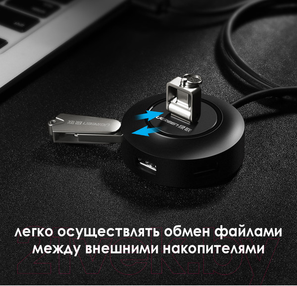 Изображение товара USB-хаб Ugreen CR106 / 20277 (черный)