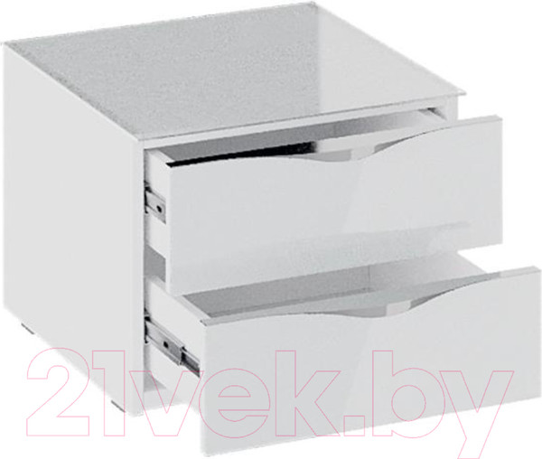 Изображение товара Прикроватная тумба ТриЯ Глосс ТД-319.03.01 (белый глянец/стекло)