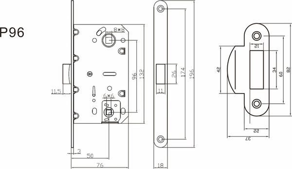 Изображение товара Защелка врезная Vantage P96 SB (матовое золото)