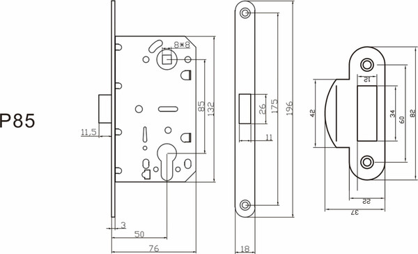 Изображение товара Корпус врезного замка Vantage P85 SB (матовое золото)