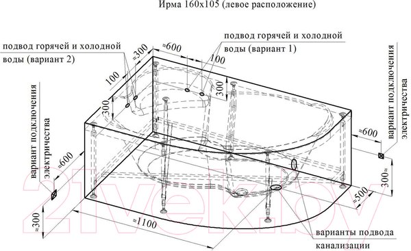 Изображение товара Ванна акриловая Vannesa Ирма 160x105 R / 2-78-0-2-9-229