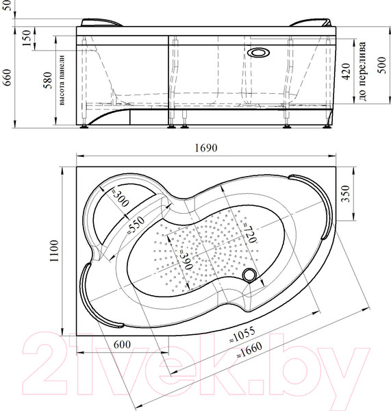 Изображение товара Ванна акриловая Vannesa Ирма 169x110 R / 2-78-0-2-9-217