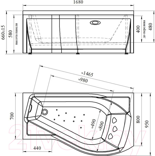 Изображение товара Ванна акриловая Vannesa Миранда 168x95 L / 2-78-0-1-1-209