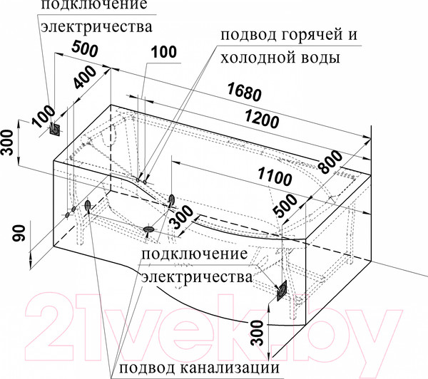 Изображение товара Ванна акриловая Vannesa Миранда 168x95 L / 2-78-0-1-1-209